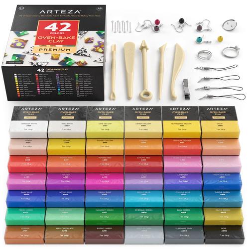 polymer clay set of 42 colors tools accessories polymer clay arteza